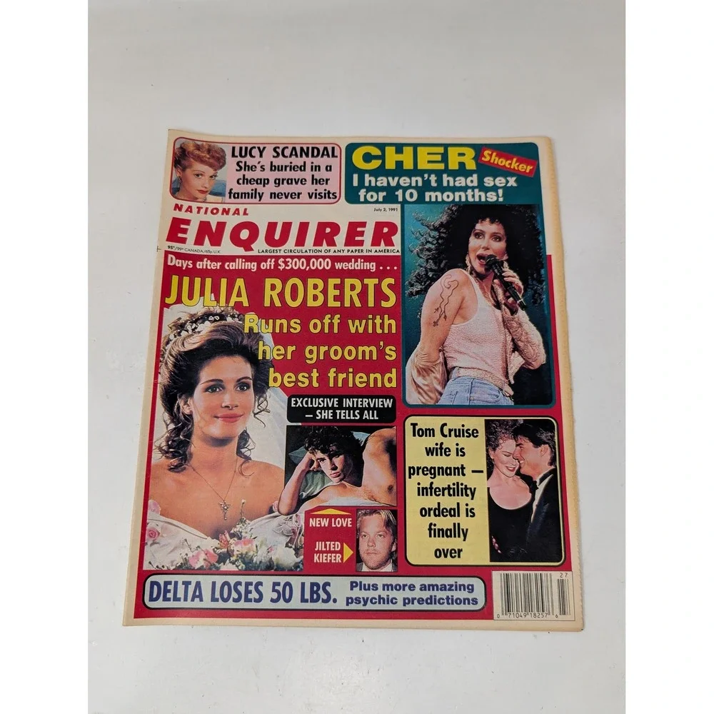 National Enquirer 1991 Julia Roberts Cher Tom Cruise Michael Jordan Vintage 90s